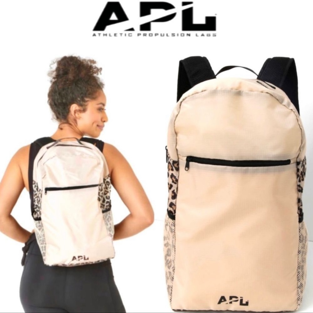 NWT APL Packable Convertible Backpack Leopard Beige Black Great for Travel